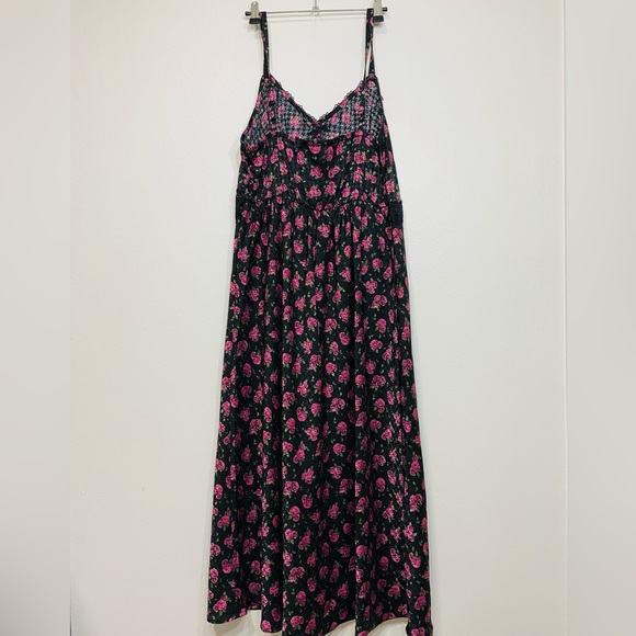 Torrid Womens Plus Floral Tea Length Woven Jacquard Lace Trim Cami Dress Size - Picture 4 of 10